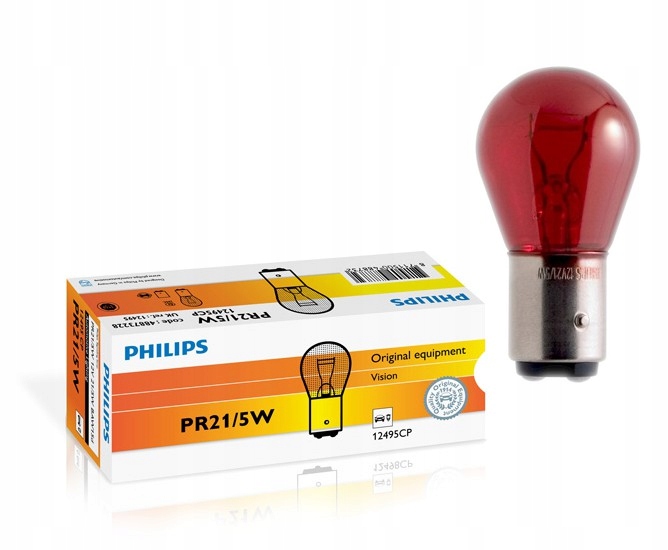 

Żarówka PR21/5W 12V Philips BAW15d czerwona Stop