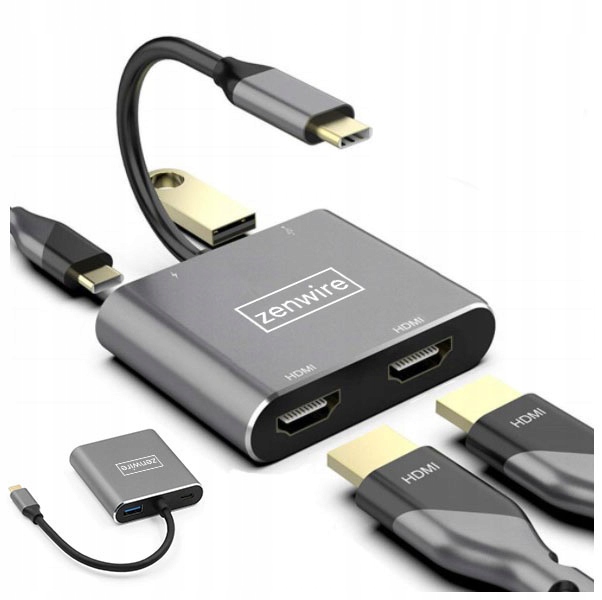 

Adapter Hub Przejściówka Usb-c 4W1 2x Hdmi 4K Usb