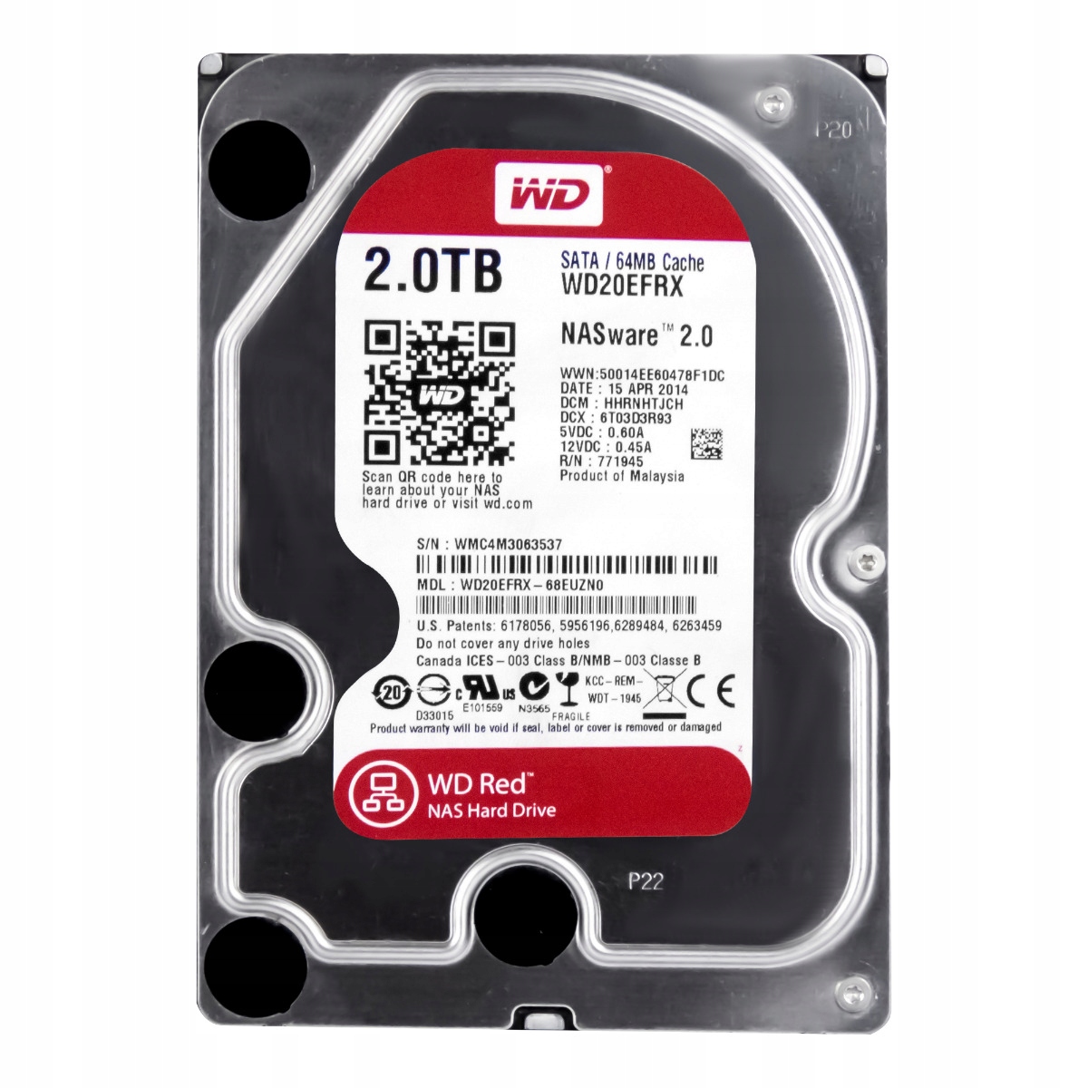 Wd Red 2TB 5.4K 64MB Sata III 3.5'' WD20EFRX NASware 2.0