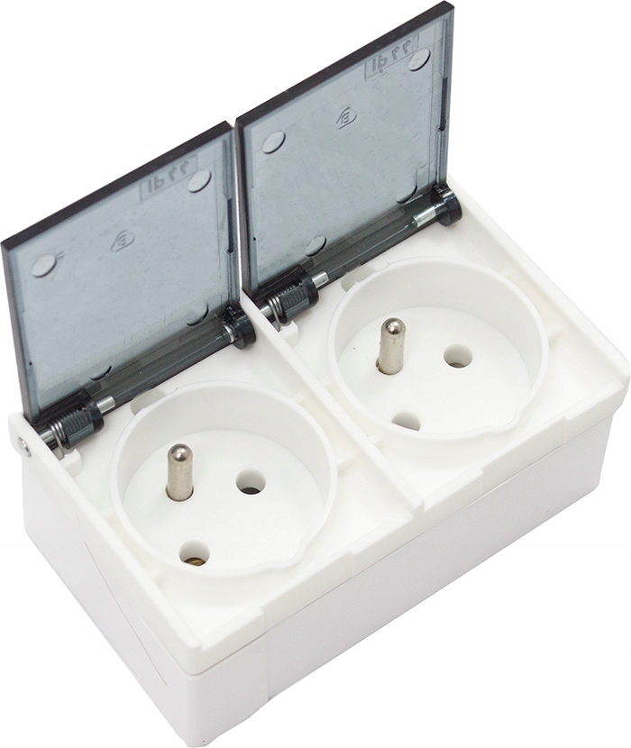 GNIAZDO PODWÓJNE NATYNKOWE KONTAKT HERMETYCZNE IP44 OSPEL POLSKIE