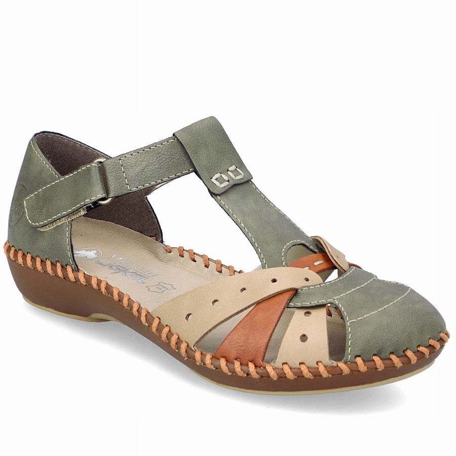 Zelené sandály na suchý zip Rieker M1655-54 36