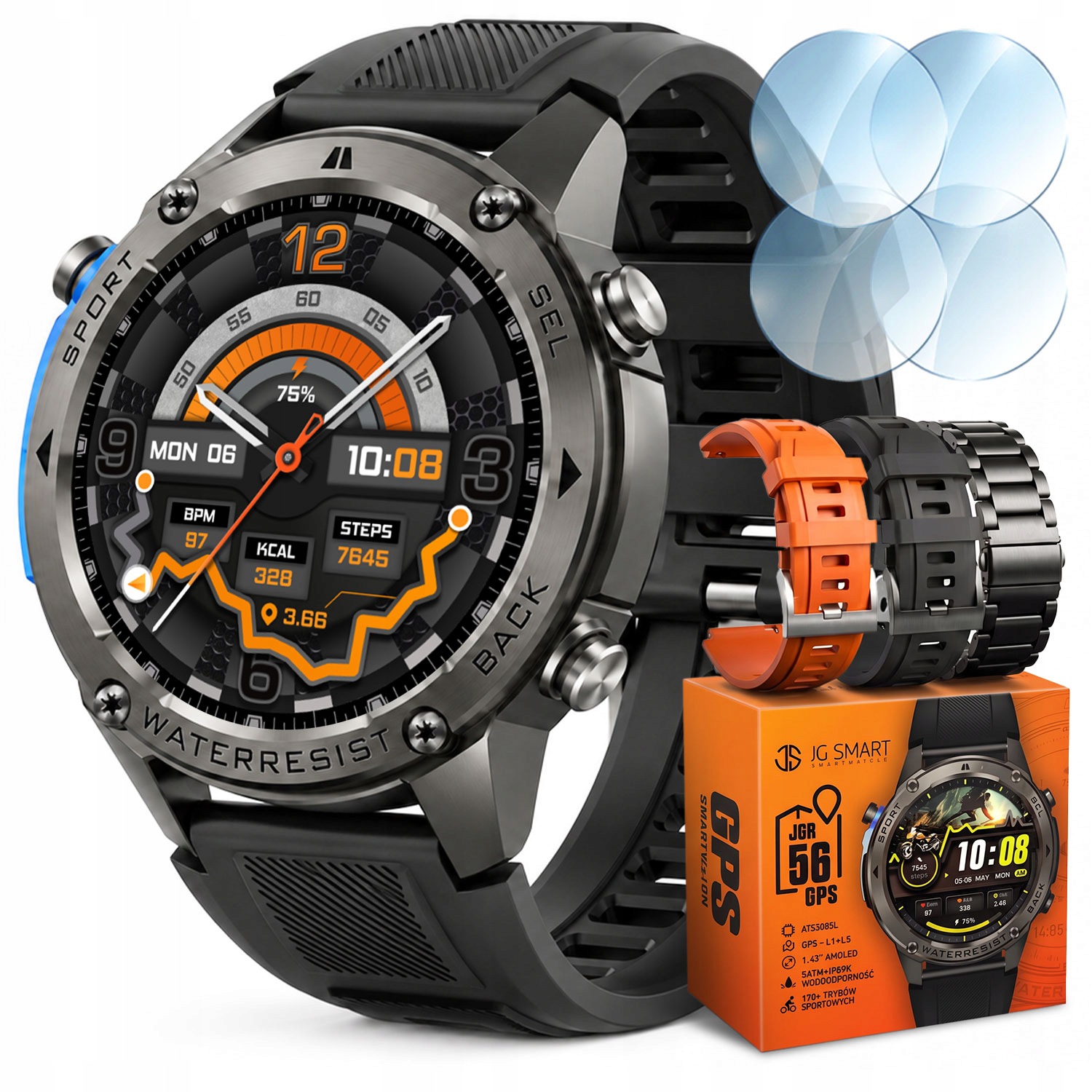 Zegarek Smartwatch Męski Wodoodporny Rozmowy Menu Pl Gps Amoled Smart Watch