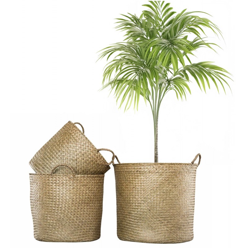 Kvetináč Veľký Kôš Na Palmu 3 ks Boho Prírodná obal na kvetináč vysoký kvetináč