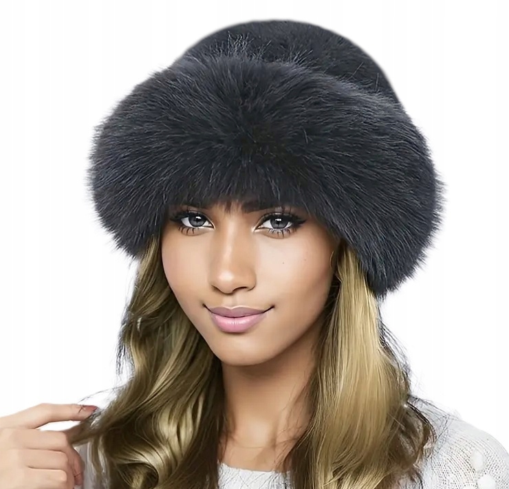 CZAPKA DAMSKA ZIMOWA CIEPŁA FUTRZANA MODNA ELEGANCKA FUTERKOWA Kolor szary
