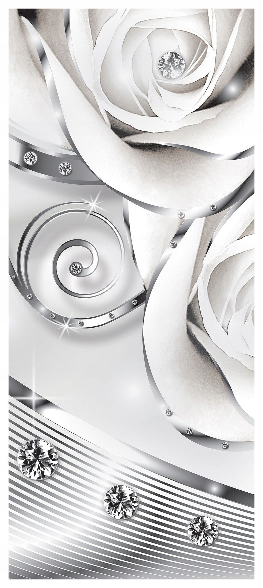 Samolepka Fototapeta Stříbrné růže Krystaly Gradient 91x211 Výprodej