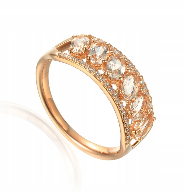 

Elegancki Pierścionek 585 Morganity I Diamenty