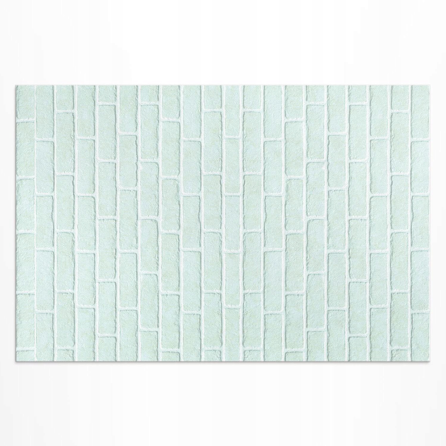 Ozdobný terasový vinylový koberec Tehlová stena v morskej farbe 180 x 120 cm