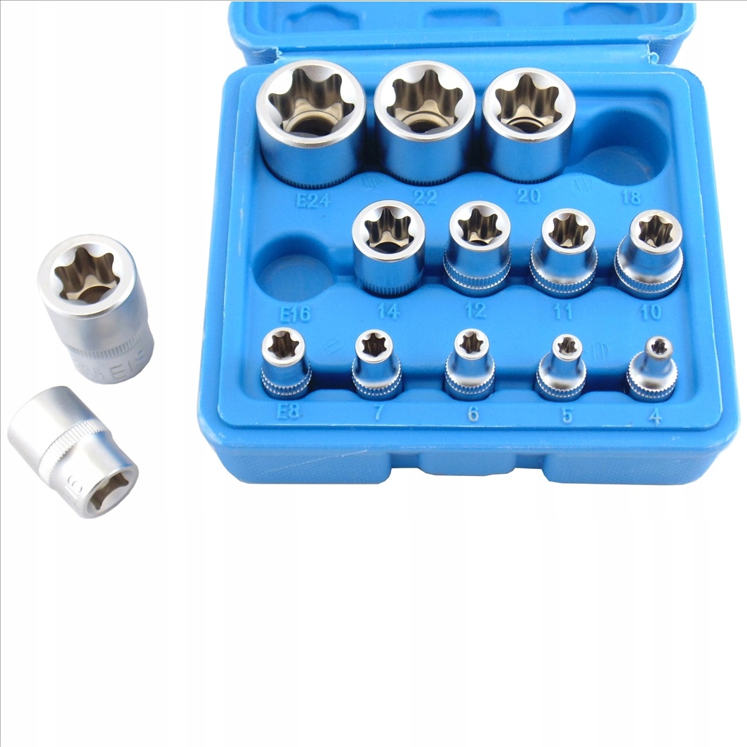 Klucze Nasadowe Nasadki Torx E4 E24 Wewnętrzne Nasadki E-torx 1/4 3/8 1/2