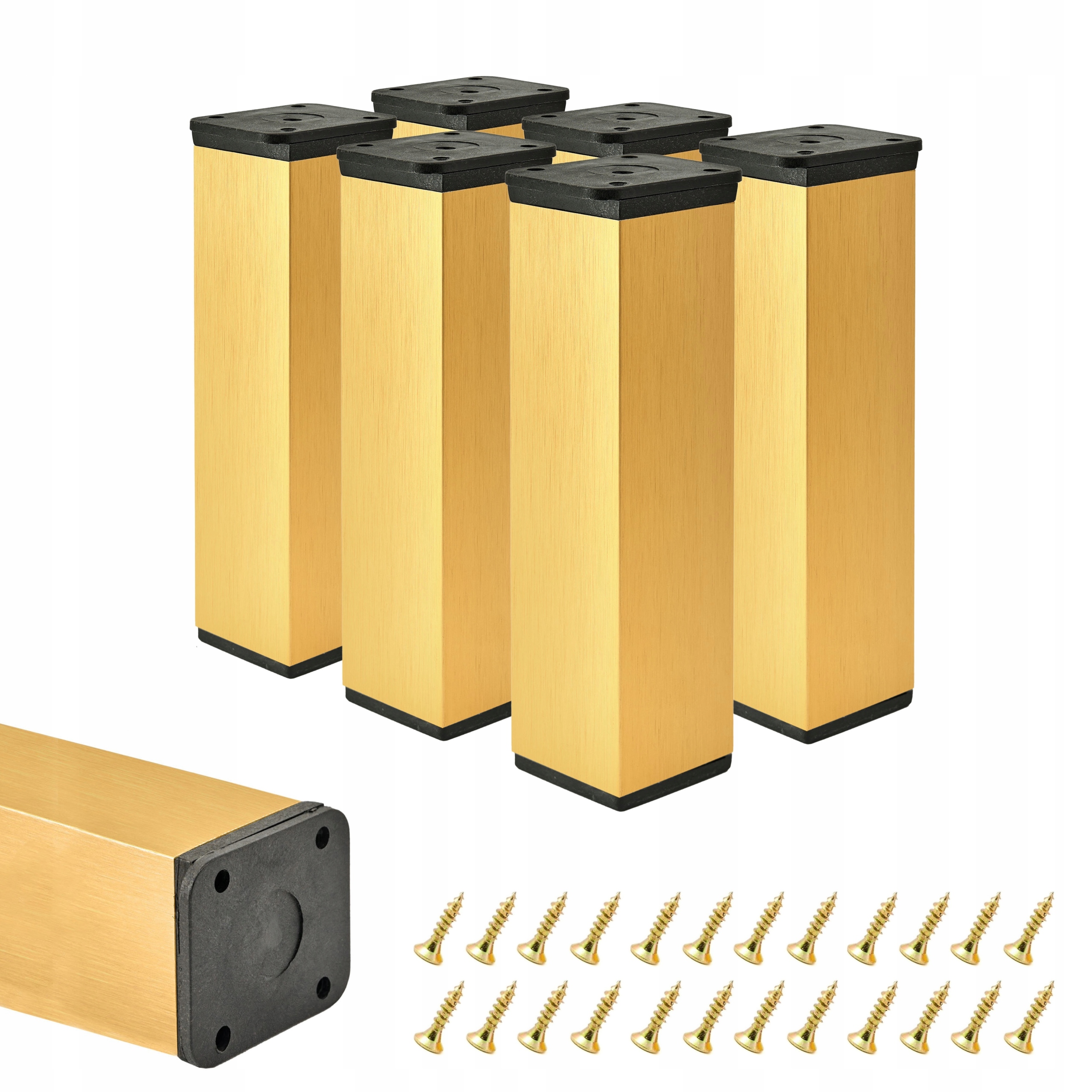 Nožička nábytková noha nastavitelná patka na nábytek H 15 cm Zlatá 6 ks vruty