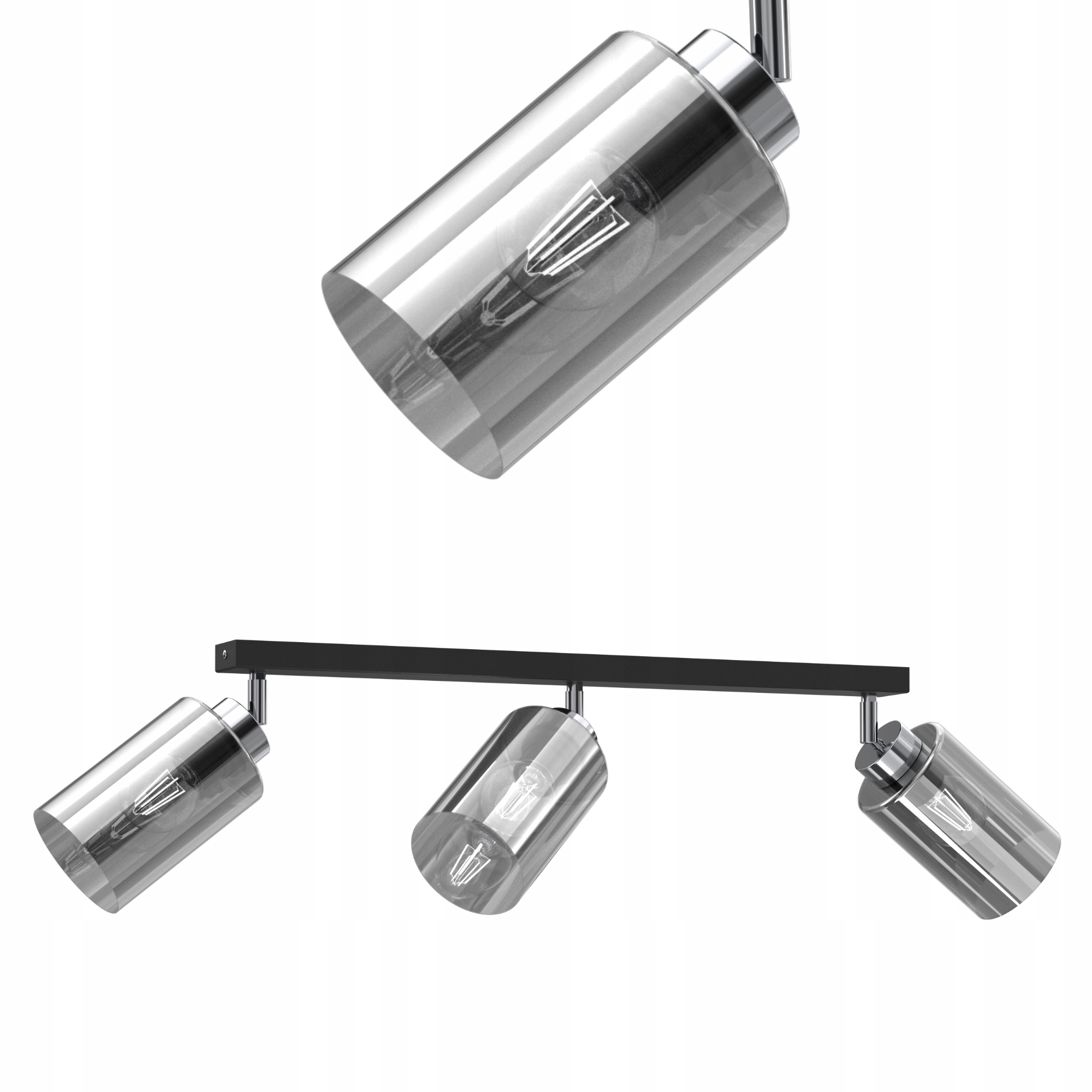 Stropní Svítidlo Stropní Svítidlo Skleněná Chromová Stínidlo Ombre E27 3-BOD Polská Led Lampa