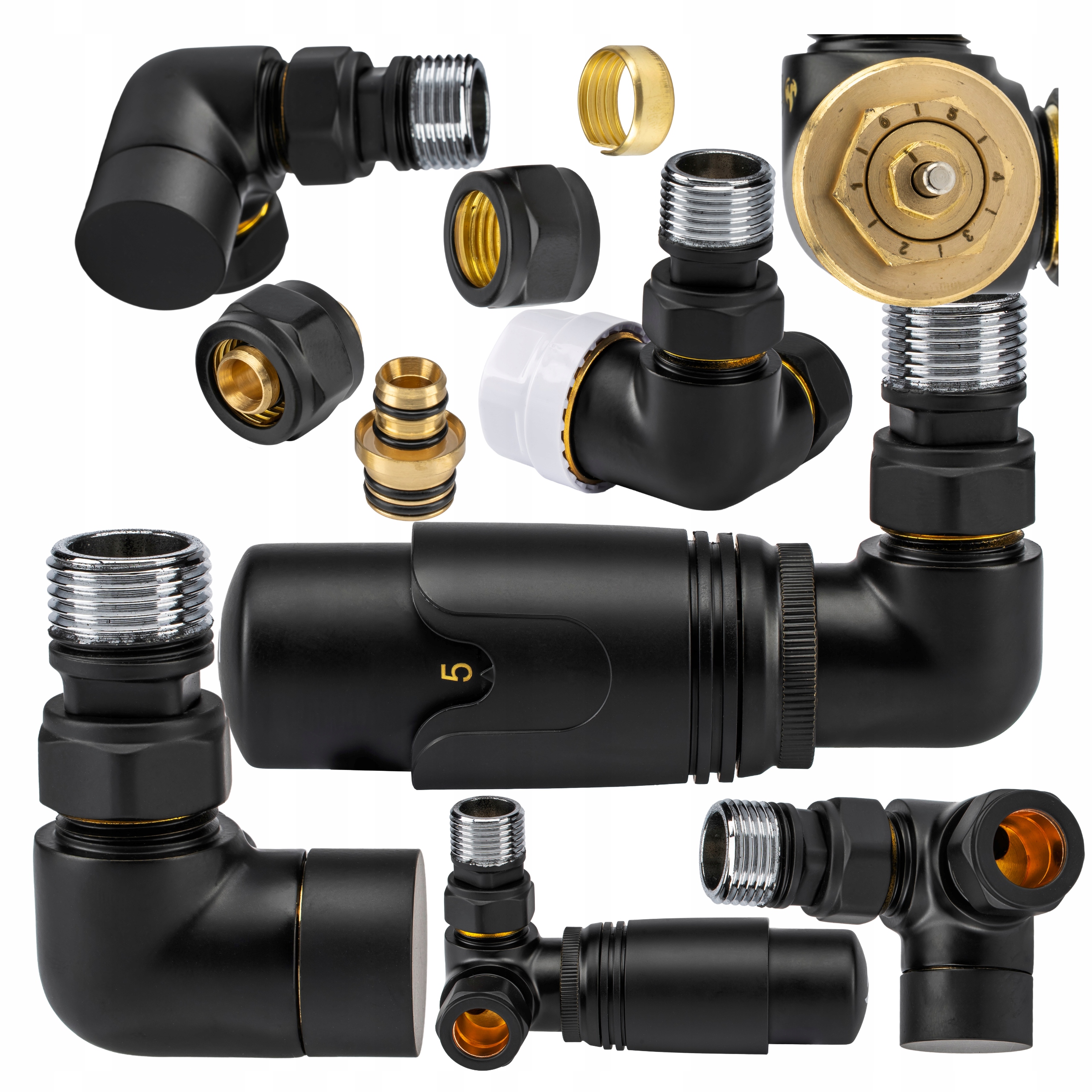 Sada Termostatická Sada Pravá Černá Matná S Předvolbou S Hlavicí