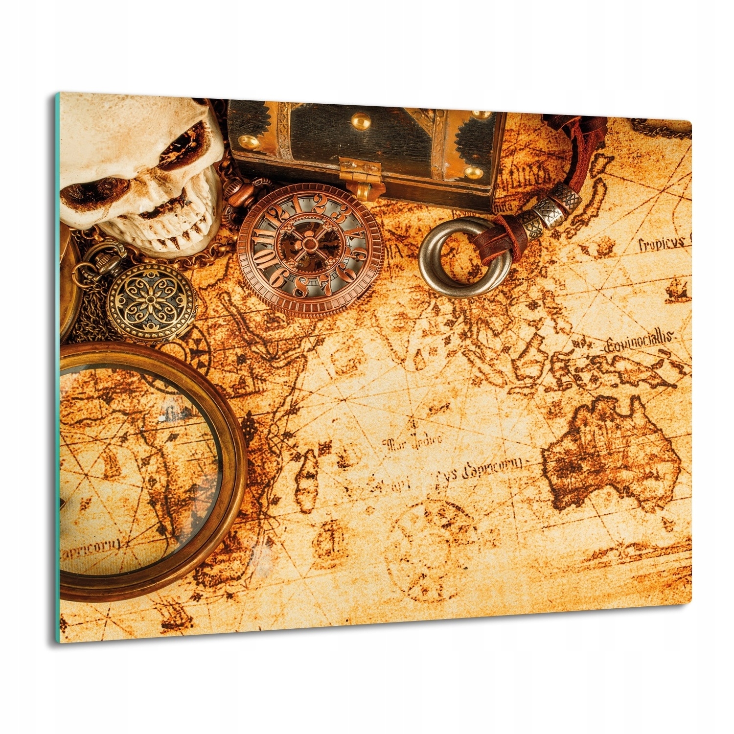 skleněná deska splashback Mapa pokladů lebka 60x52
