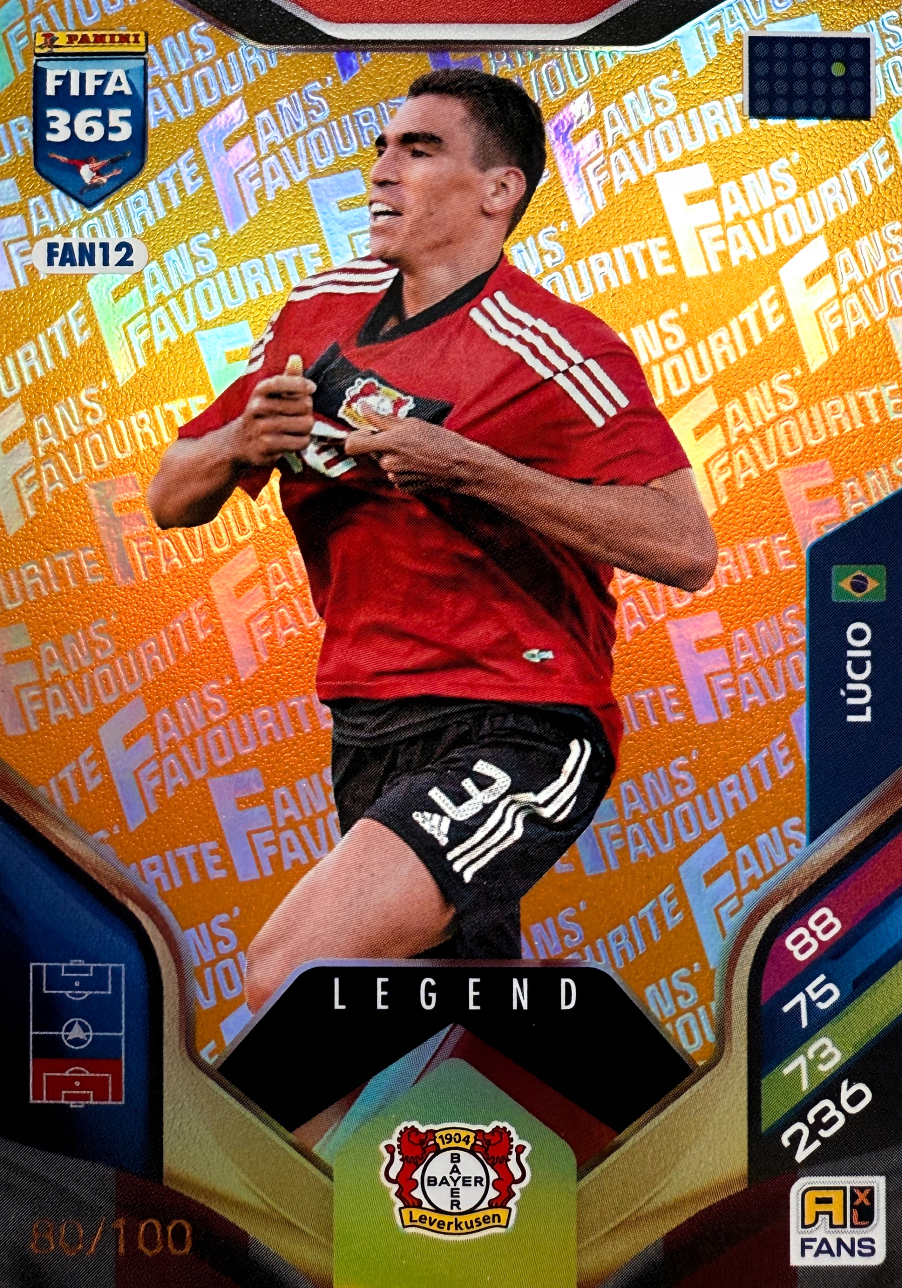 Panini Fifa 365 2026 Fans Favourite FAN12 Lucio Orange 80/100