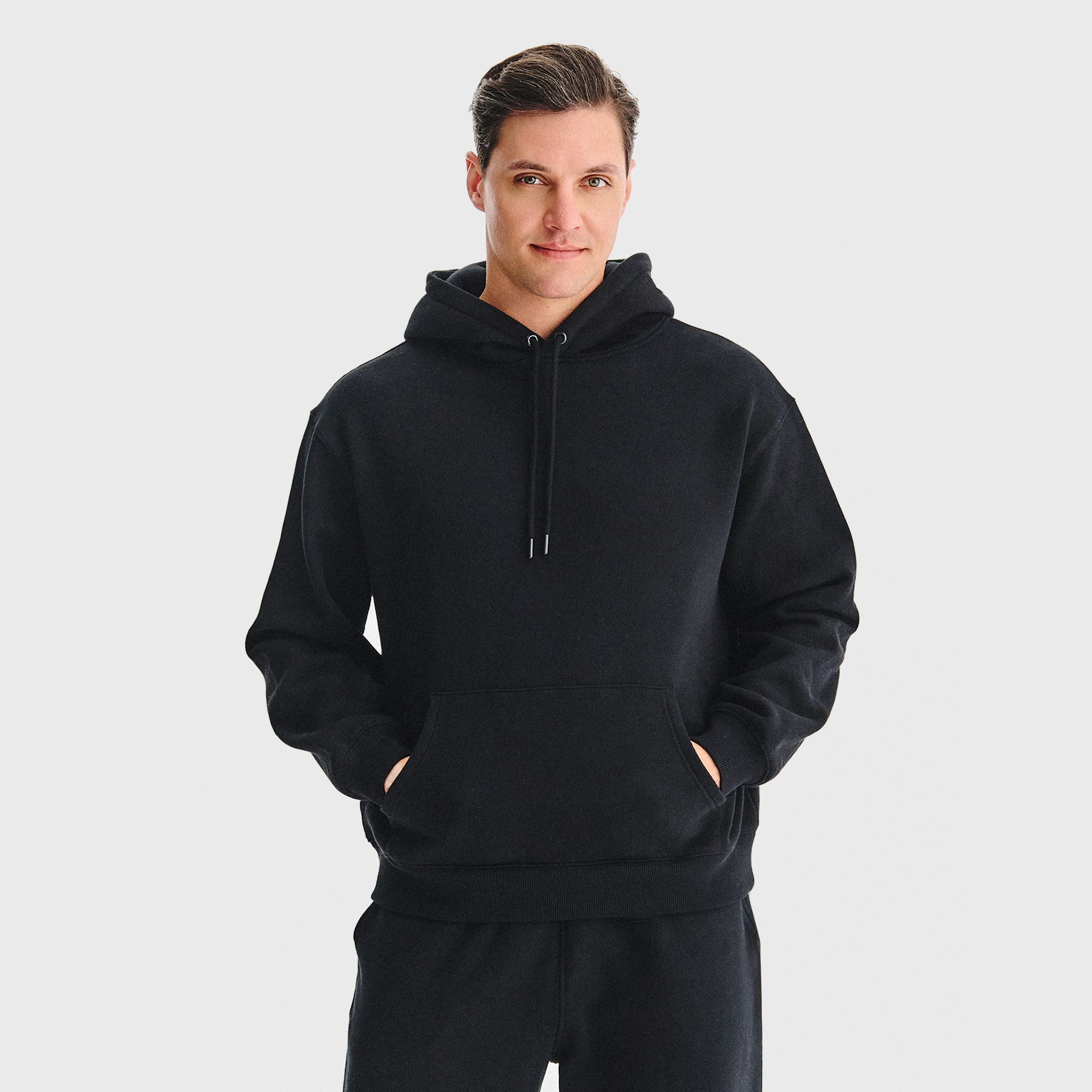 Černá bavlněná tepláková mikina s kapucí Pako Lorente, vel. L/XL