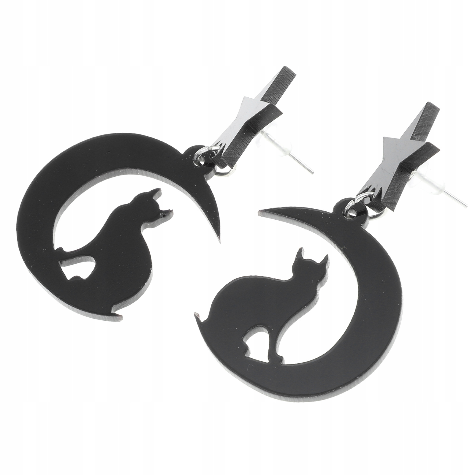 1 PARA AKRYLOWYCH WISIOREK KOLCZYKÓW Z KOTAMI MOON STAR