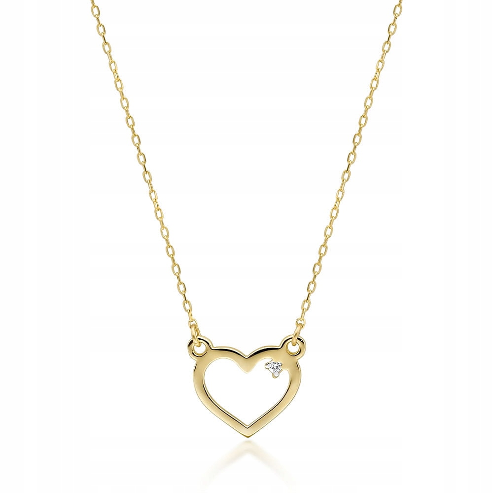 Zlatý Náhrdelník 585 Srdce S Briliantem 0,005 ct