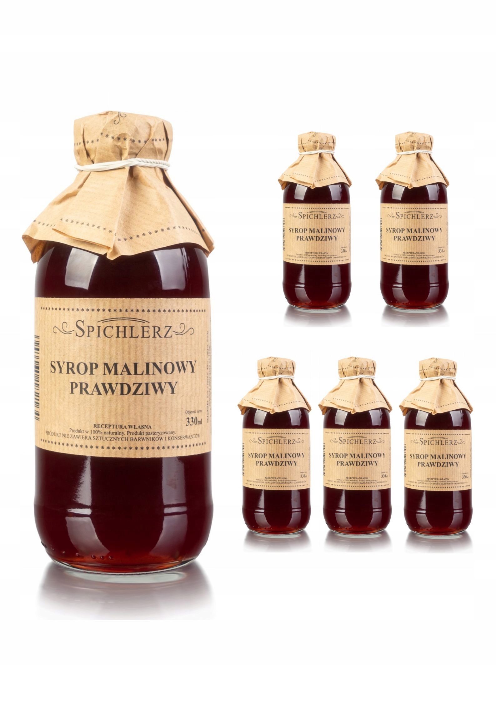 6 szt Syrop malinowy sok z malin własna receptura naturalny 330ml Spichlerz