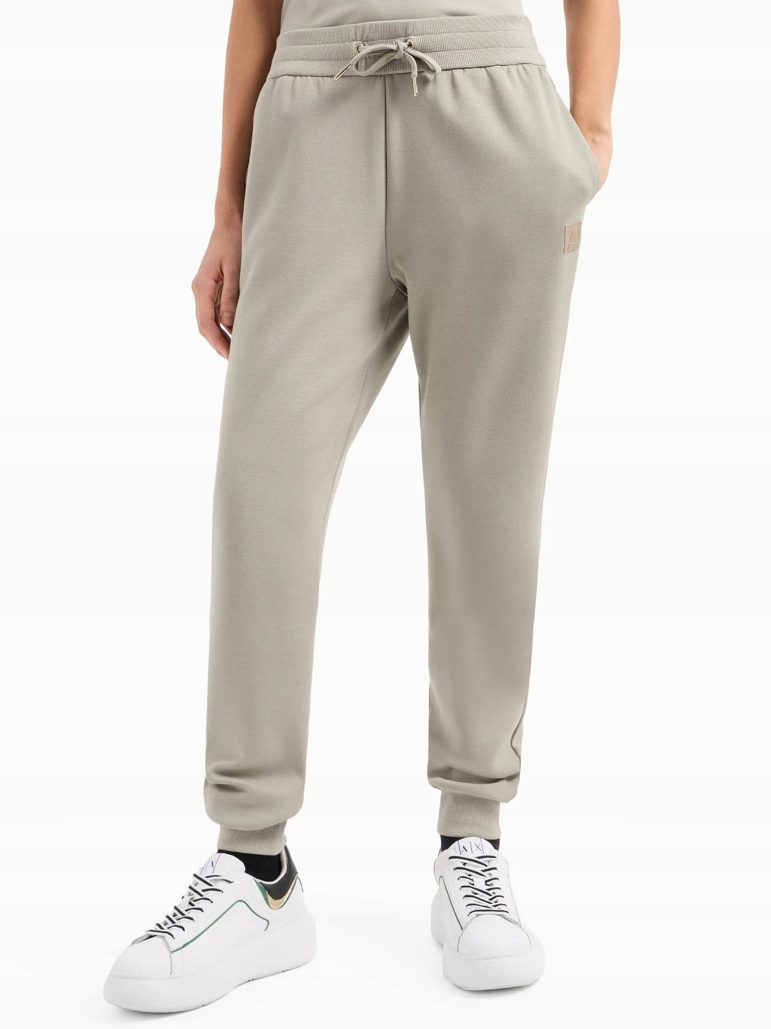 Dámské kalhoty Armani Exchange 6DYP82 Yjfyz šedozelené L