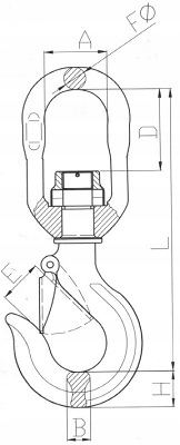 KIM6 - ПОВОРОТНЫЙ КРЮК НА ПОДШИПНИКЕ 5.3 T HDS, КРАН, СЕРТИФИКАТ