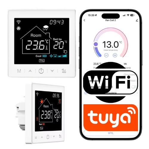 Termostat Klimakonvektor WiFi Fan Coil Fcu 2-rúrkový Tuya Smart Life