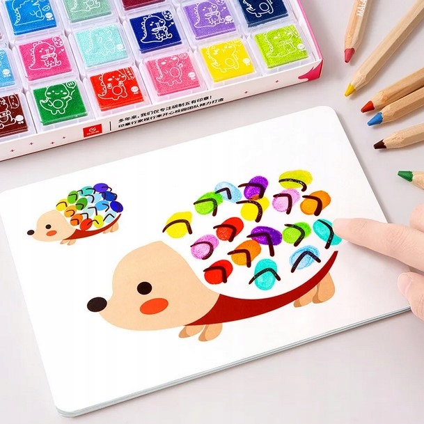 ZESTAW DO MALOWANIA PALCAMI KSIĄŻKA ALBUM FARBY FARBKI KARTY 60 OBRAZKÓW