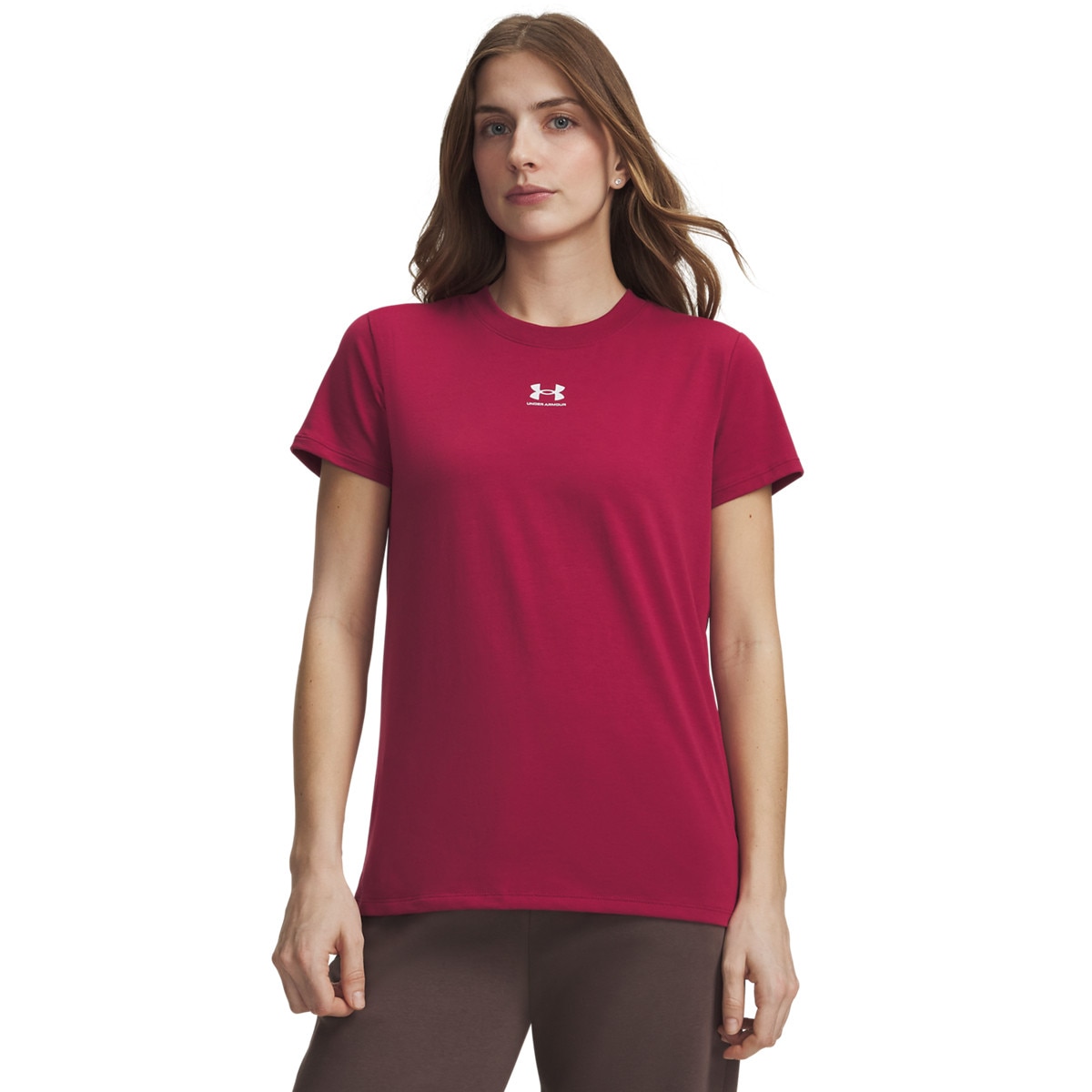 Damski t-shirt z nadrukiem Under Armour Ua Rival Core Ss Czerwony M
