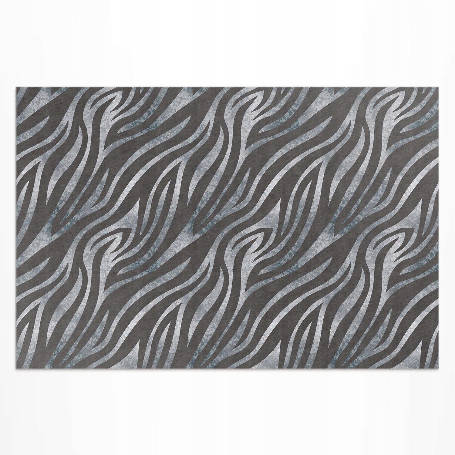 Štýlový vinylový koberec s potlačou vzor zebry nepravidelné pruhy 140 x 210 cm