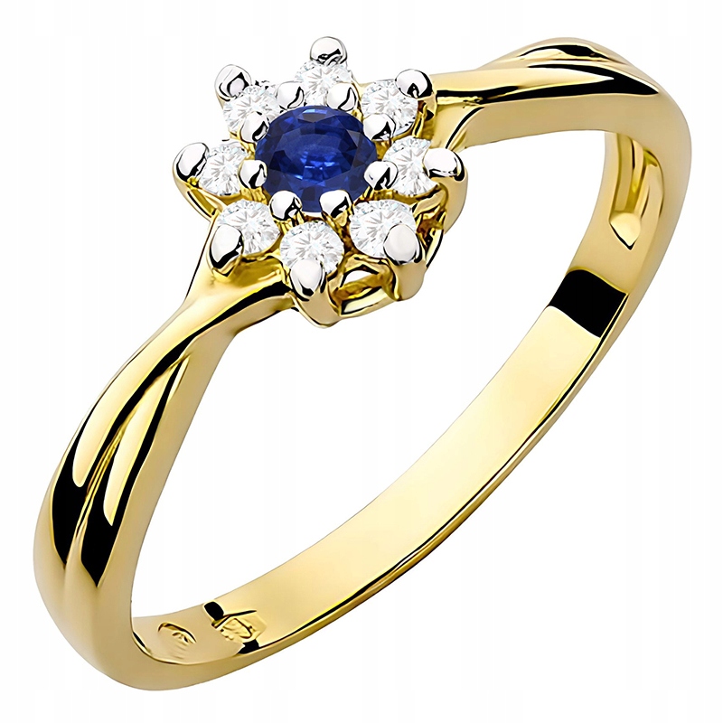 Zlatý Prstýnek se Safírem 0,15 a Brilianty 585