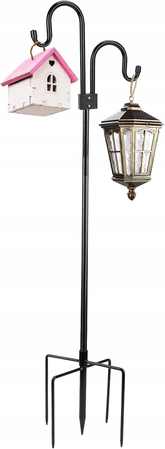 WIESZAK WBIJANY NA KWIATY KWIETNIK STOJAK PODWÓJNY METALOWY 234cm DO OGRODU