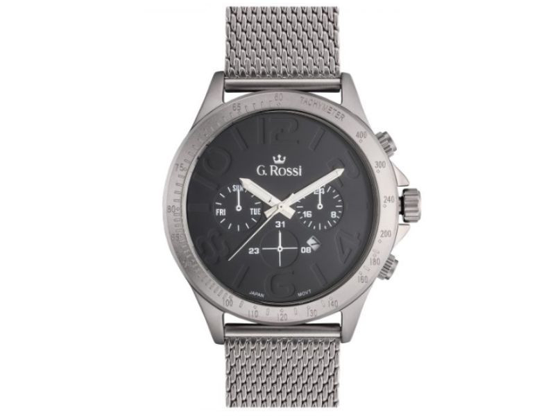 Hodinky pro muže s černým ciferníkem, vyražené číslice, datumovka zóny