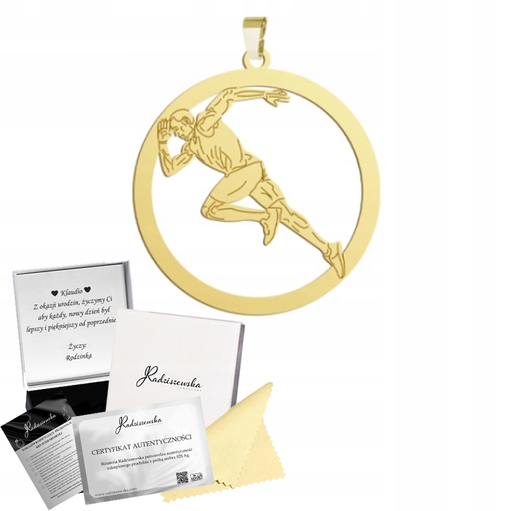 Zlatý Přívěsek Sprinter Běžec Stříbro 925 Dárek Pro Muže Gravírování