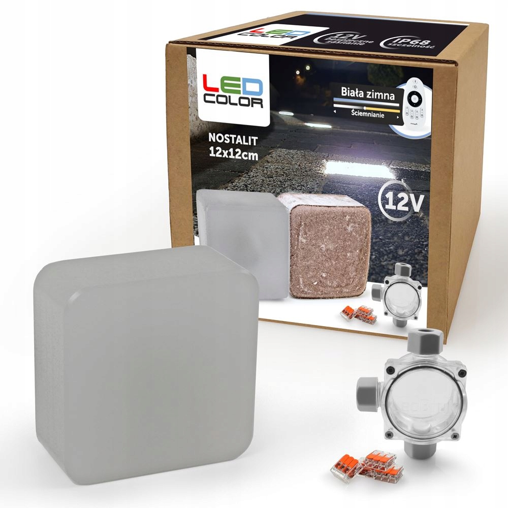 12x Świecąca Kostka Brukowa LED Nostalit 12x12 BZ Gama kolorystyczna inny kolor