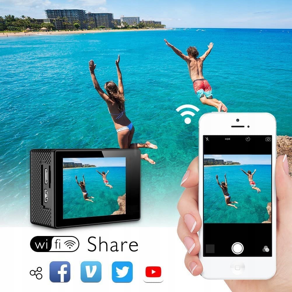 AKASO Kamera Sportowa 4K 30FPS 20MP Podwodna Szerokokątna WiFi LCD — miniatura 5