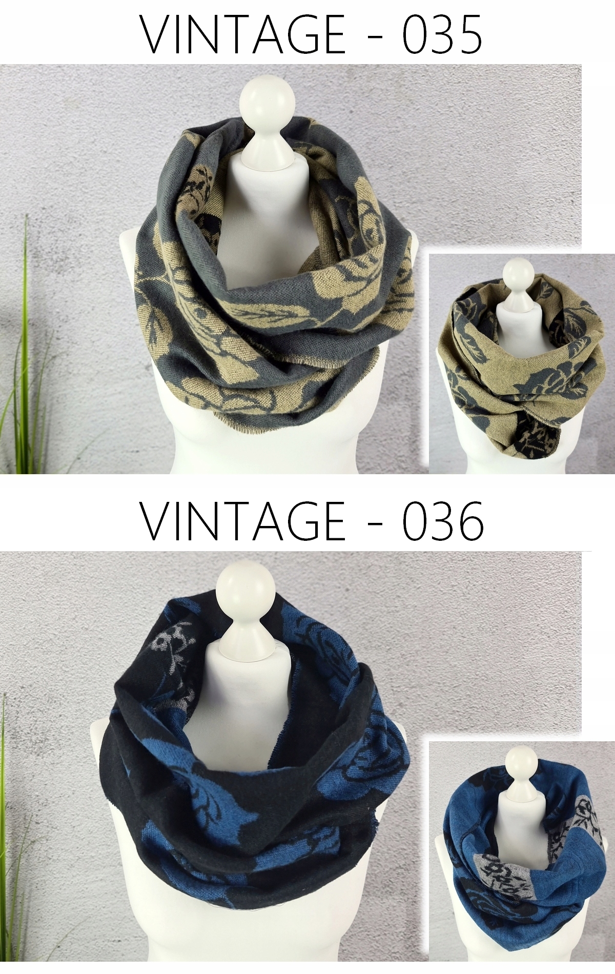 CIEPŁY KOMIN damski WEŁNIANY szal szalik GRUBY JESIENNO ZIMOWY - NOWE WZORY Szerokość produktu 35 cm