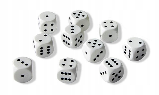 KOSTKI KOŚCI DO GRY 10 SZT. BIAŁE