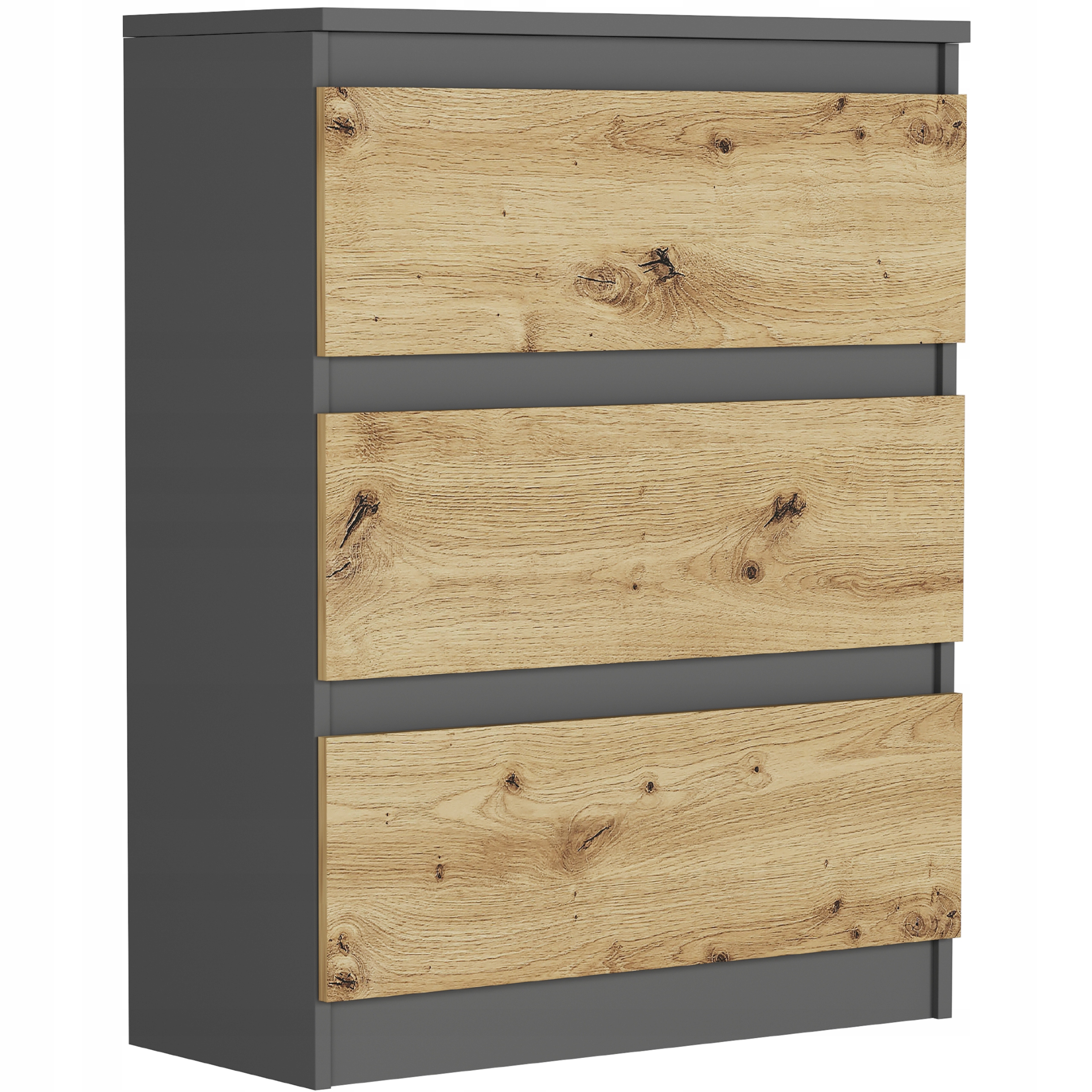 Modna DUŻA KOMODA 3 SZUFLAD SZAFKA PL R-3 ANTRACYT MIX ARTISAN