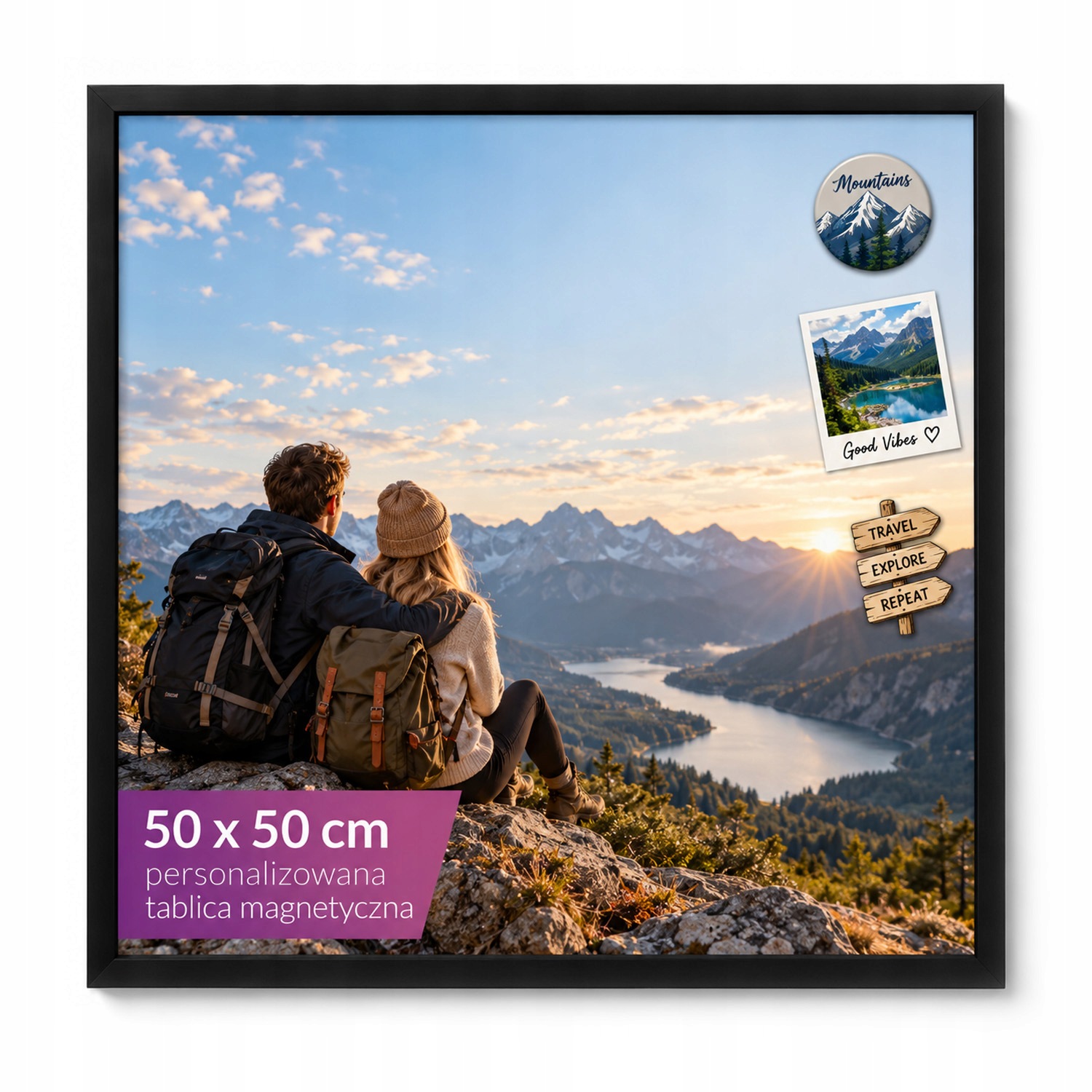 Tabule na magnety 4 Barvy Rámečky Vlastní Foto Dárek 50x50