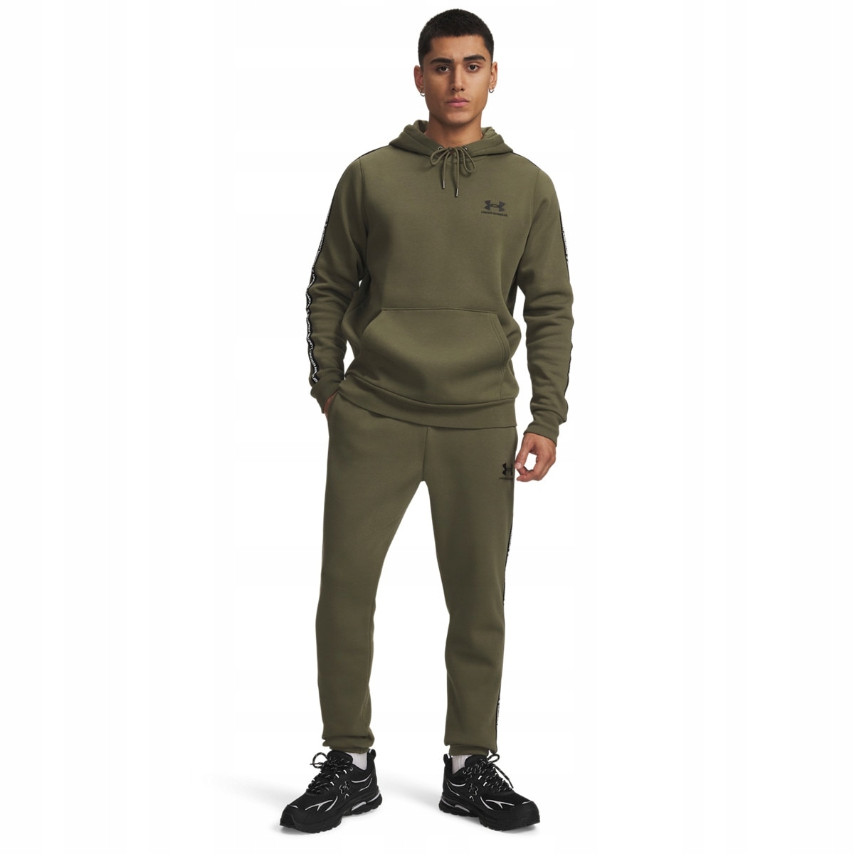 Męskie spodnie dresowe Under Armour Ua Icon Fleece Jogger Taping Khaki M