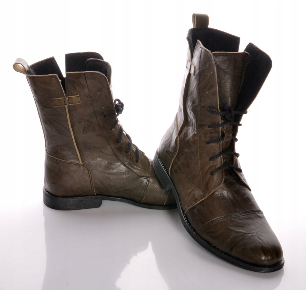 BUTY BULLET za kostkę SKÓRA MĘSKIE MORO OLIWKA CZARNE TRZEWIKI SZTYBLETY 46 Marka Bullet