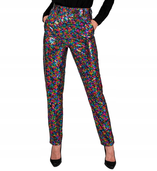 Dámské flitrované kalhoty, barevné, velikost M