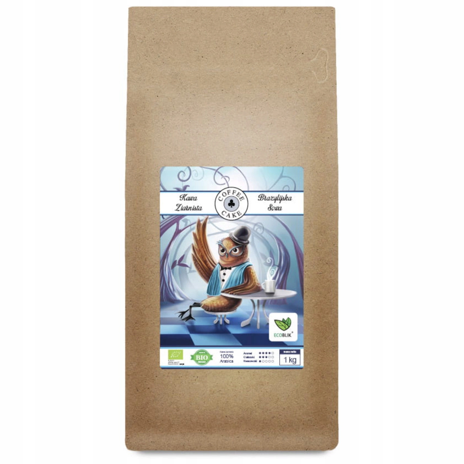Ecoblik Kawa Ziarnista 100% Arabica Łagodny orzechowy smak 1kg Delikatna
