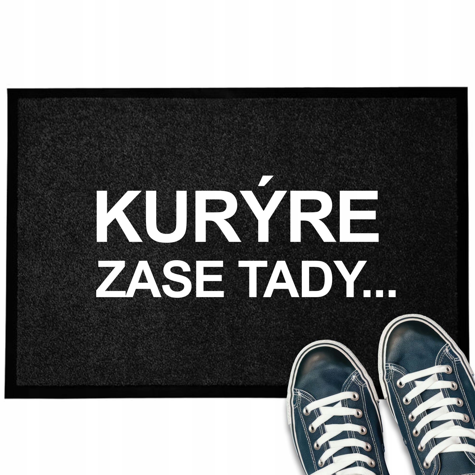Wycieraczka Wejściowa Czarna Pod Drzwi 40X60 Napis Kurier Znowu Tutaj