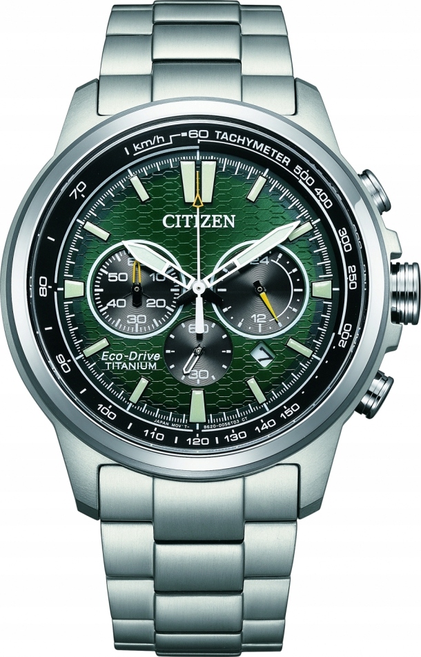 Zegarek męski Citizen CA4570-88X zielony sportowy z tytanu