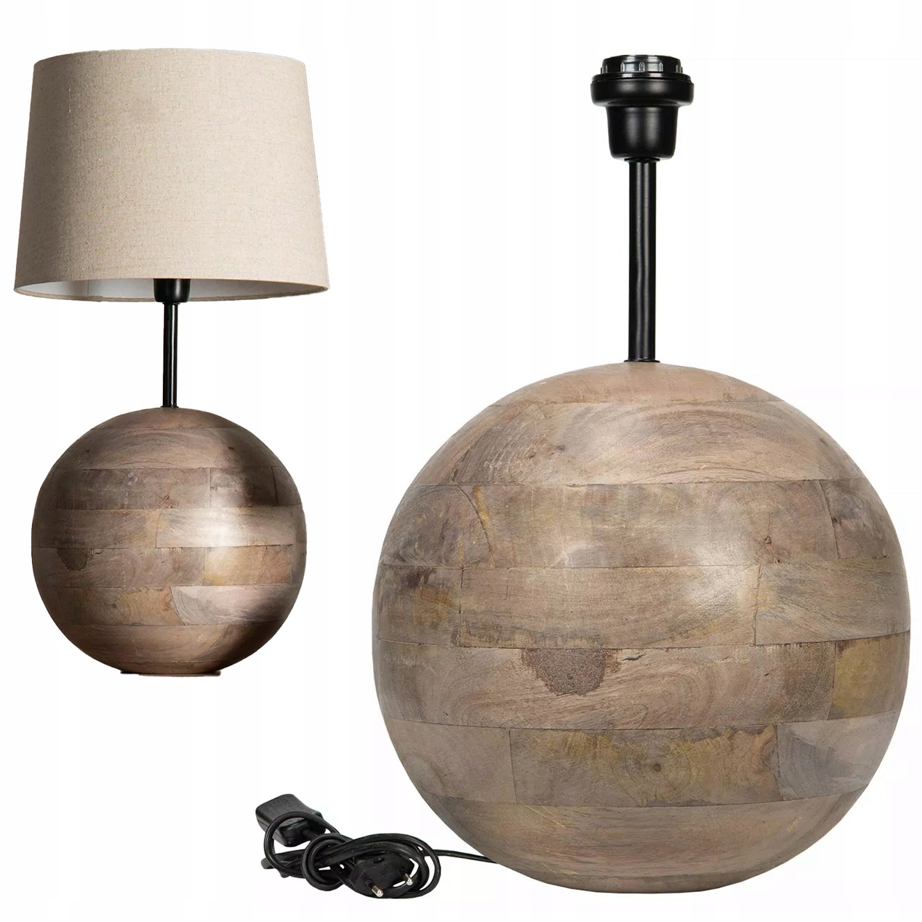 Lampa Drevená Boho 47 cm stolová stojaca nočná stolová guľa do obývačky