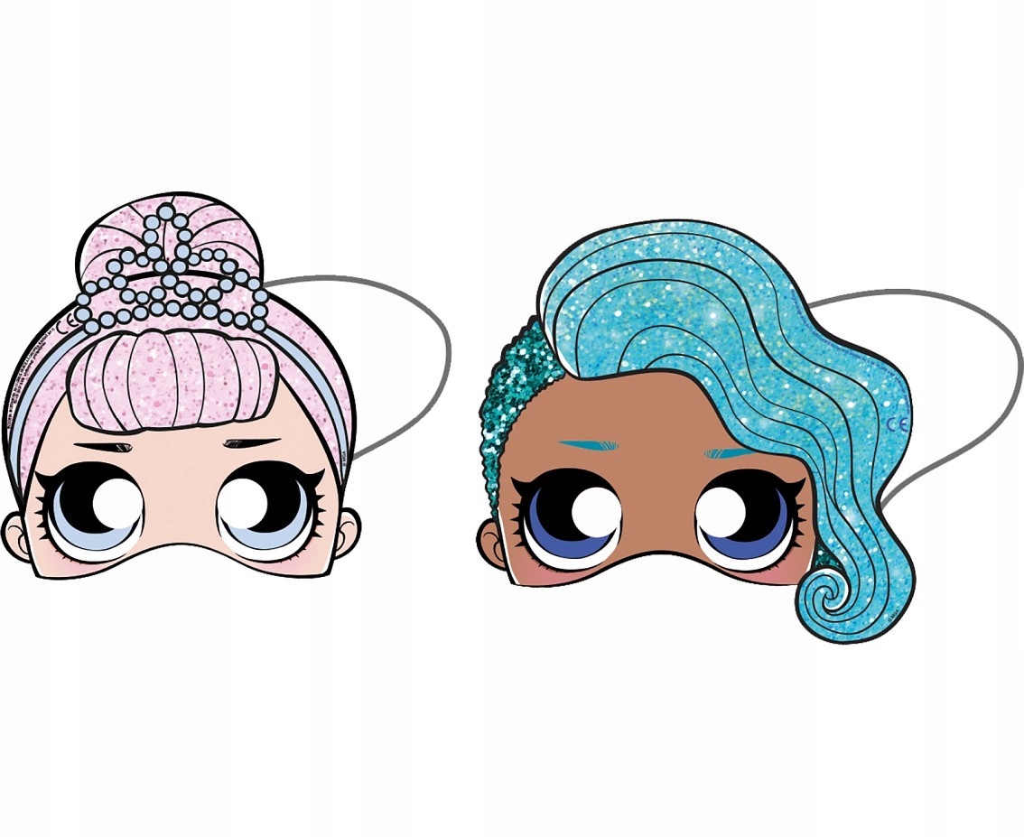 Maski papierowe na urodziny LOL Surprise 6 szt