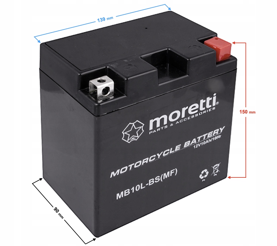 

Żelowy akumulator 11Ah MB10L-BS Gel Moretti