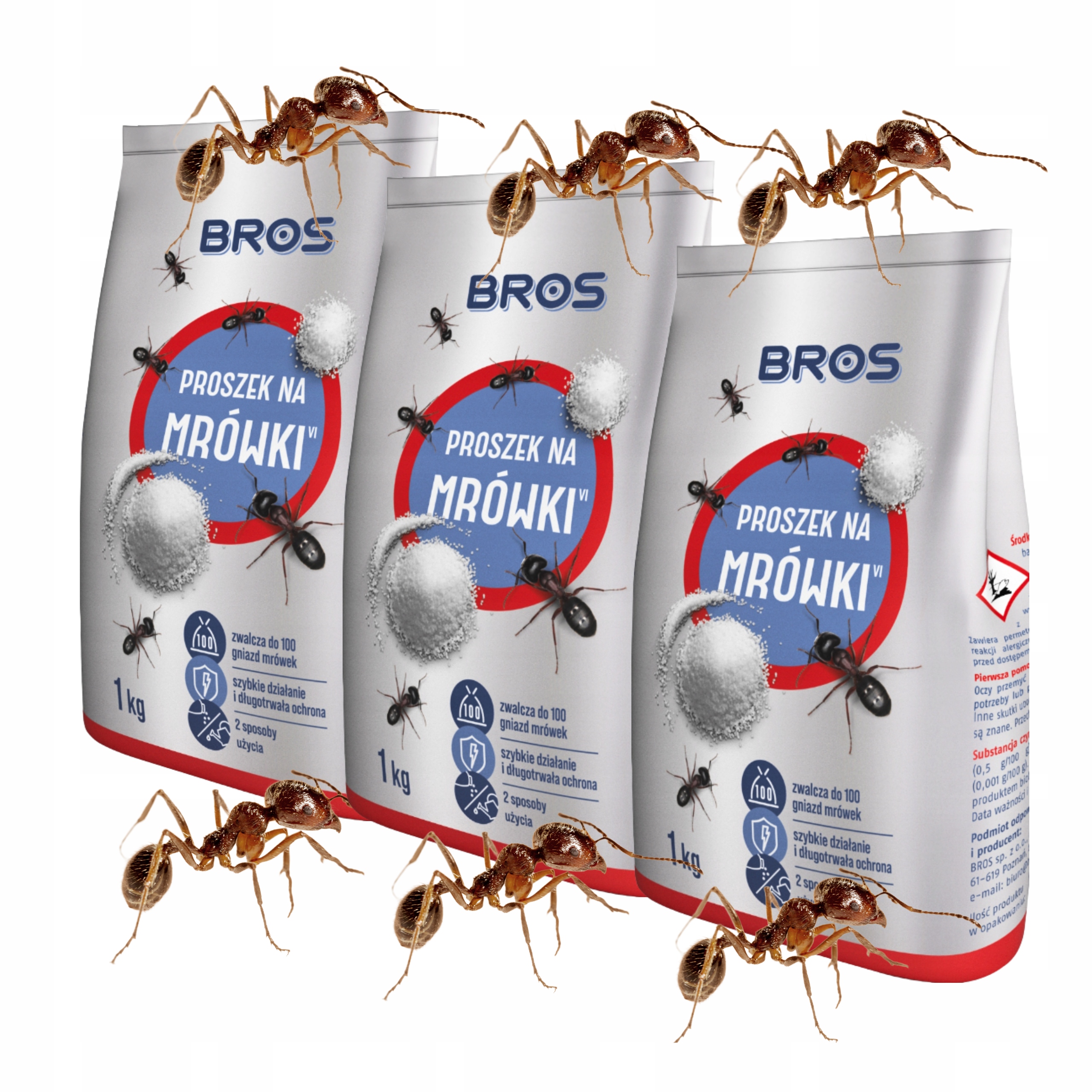 Bros Proszek na Mrówki 3x1kg Skuteczny Środek Szybkie Działanie na Gniazda