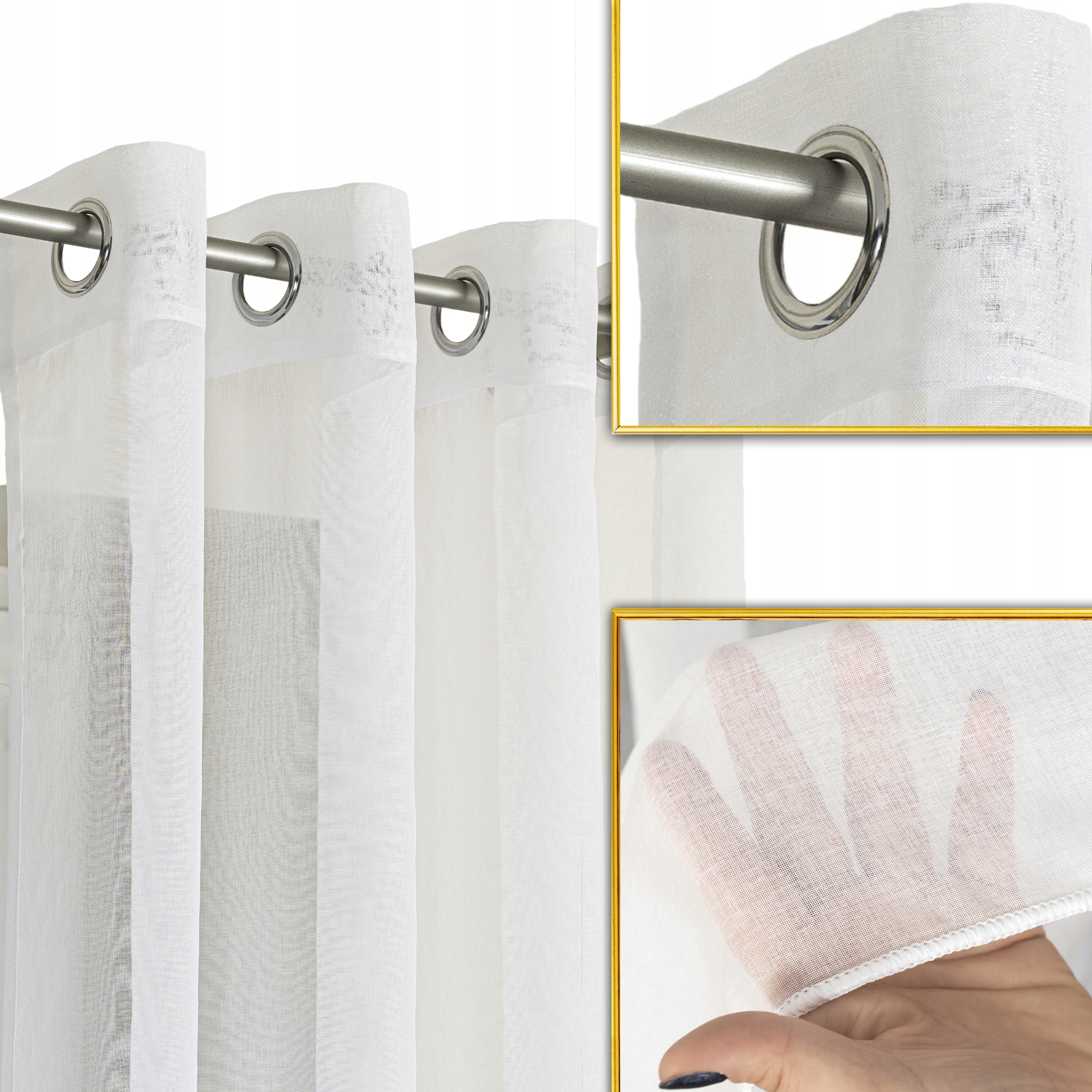 Hotová Záclona Etamina Bílá Na Průchodkách S Olovnicí Do Obývacího Pokoje 700x255 cm