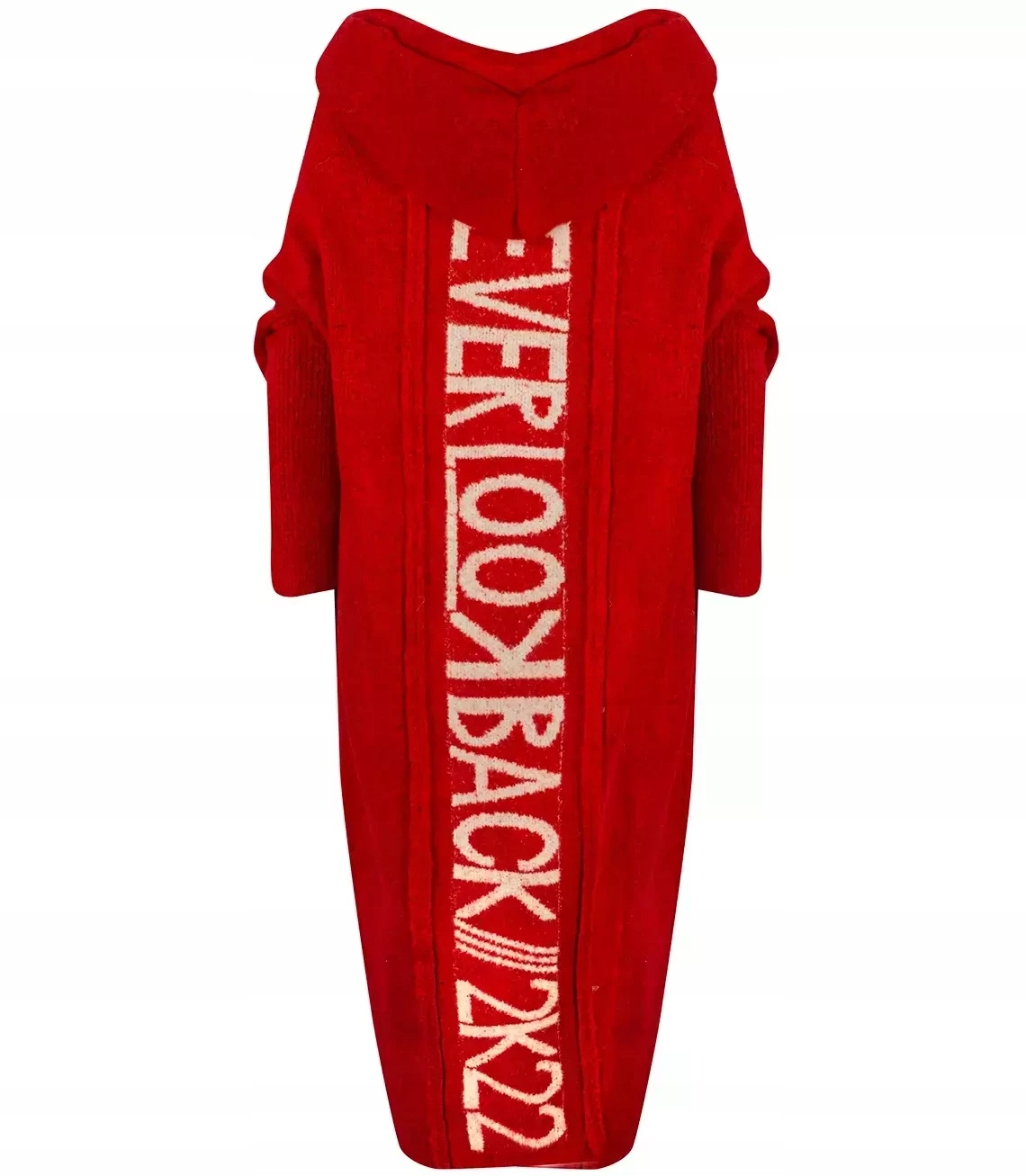 Teplý dámský svetr Kardigan Dlouhý s vlnou Nápis Never Look Back M (38)