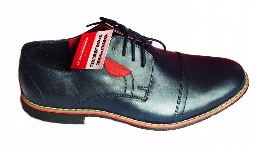 Skórzane Buty męskie Granat rozmiar 41